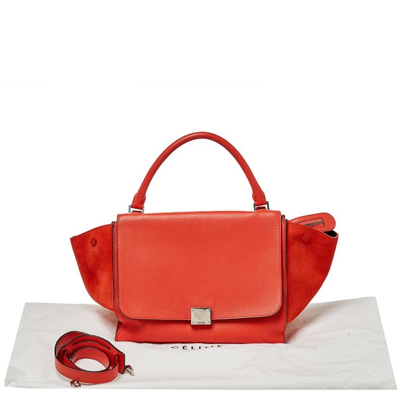 Celine Orange Leather and Suede Medium Trapeze Bag 5