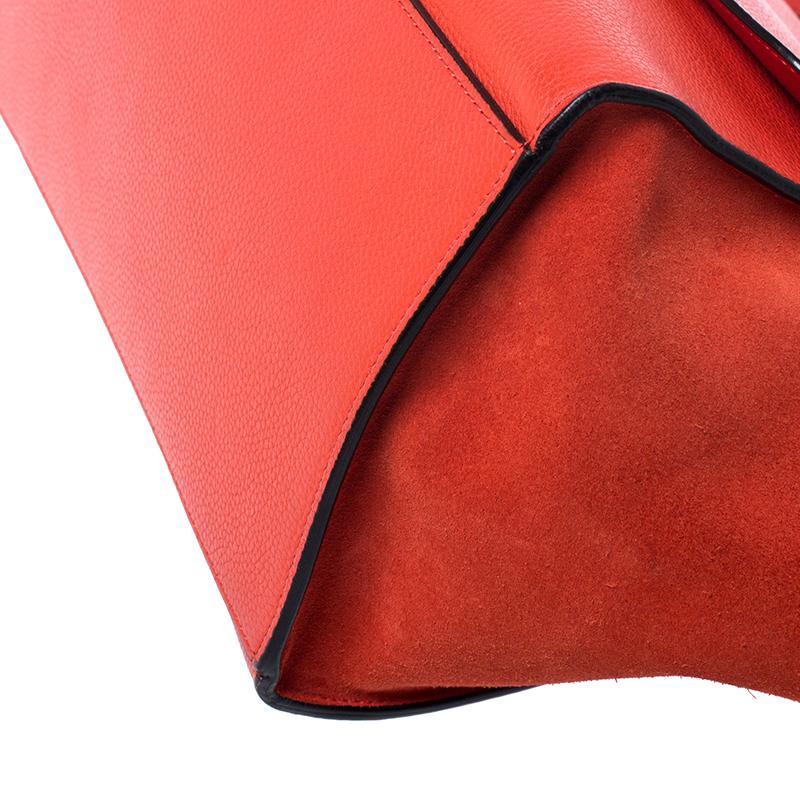 Celine Orange Leather and Suede Medium Trapeze Bag 1