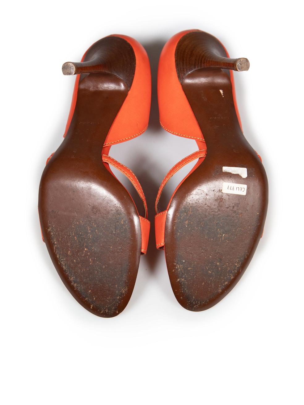 Sandales à boucles en cuir orange de Céline Taille IT 38 Pour femmes en vente