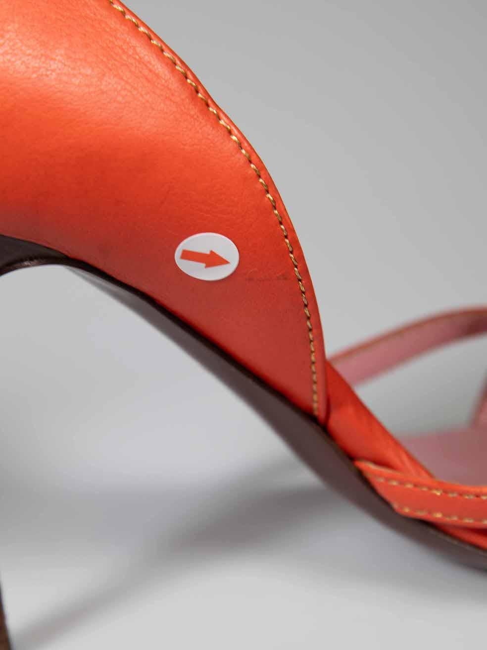 Céline Orange Leather Buckle Detail Sandals Size IT 38 For Sale 1