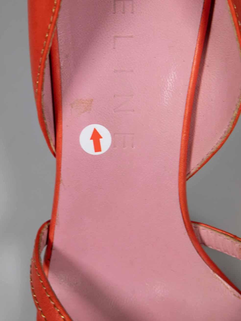 Céline Orange Leder Schnalle Detail Sandalen Größe IT 38 im Angebot 3