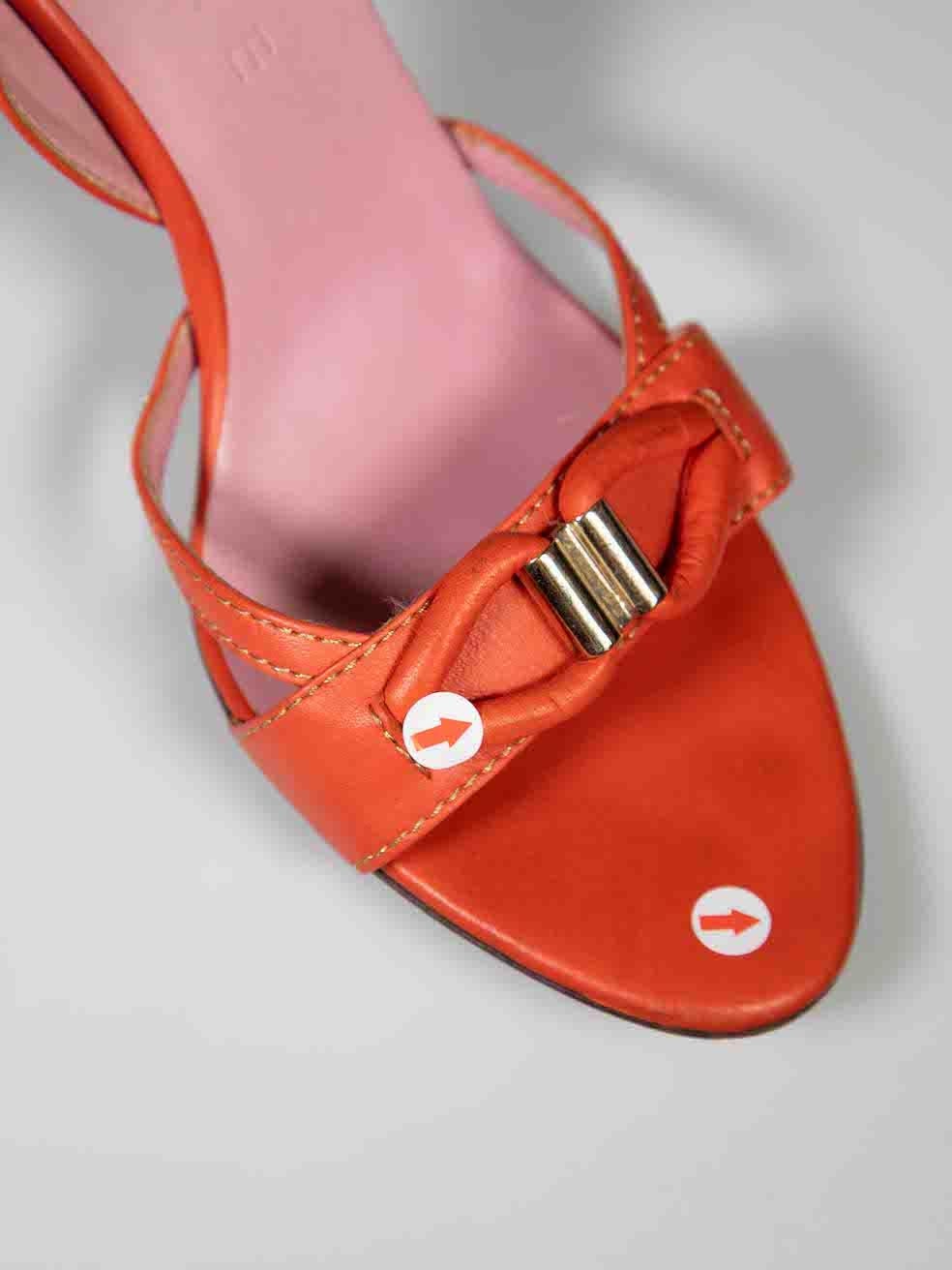 Céline Orange Leather Buckle Detail Sandals Size IT 38 For Sale 4
