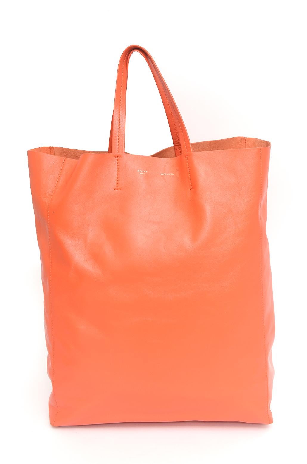 Celine Orange Leather Cabas Tote Bag 6