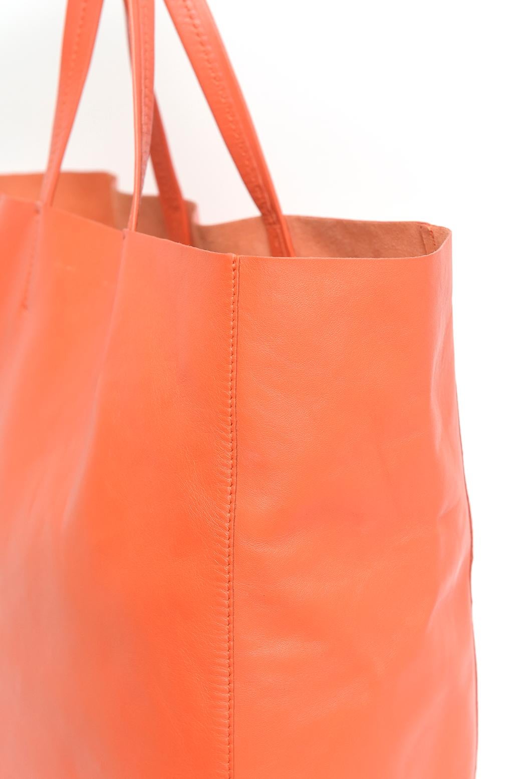 Celine Orange Leather Cabas Tote Bag In Good Condition In North Miami, FL