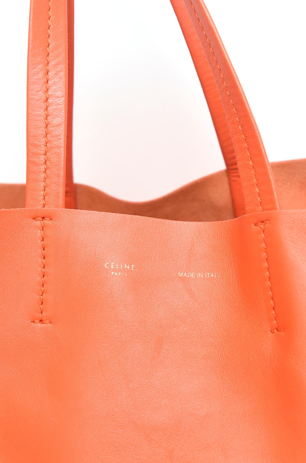Women's Celine Orange Leather Cabas Tote Bag