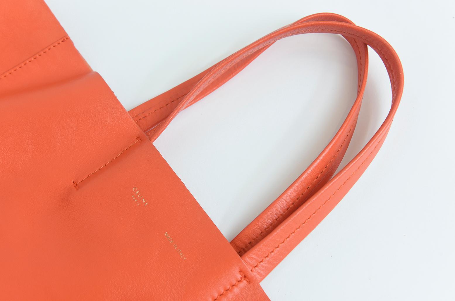 Celine Orange Leather Cabas Tote Bag 2