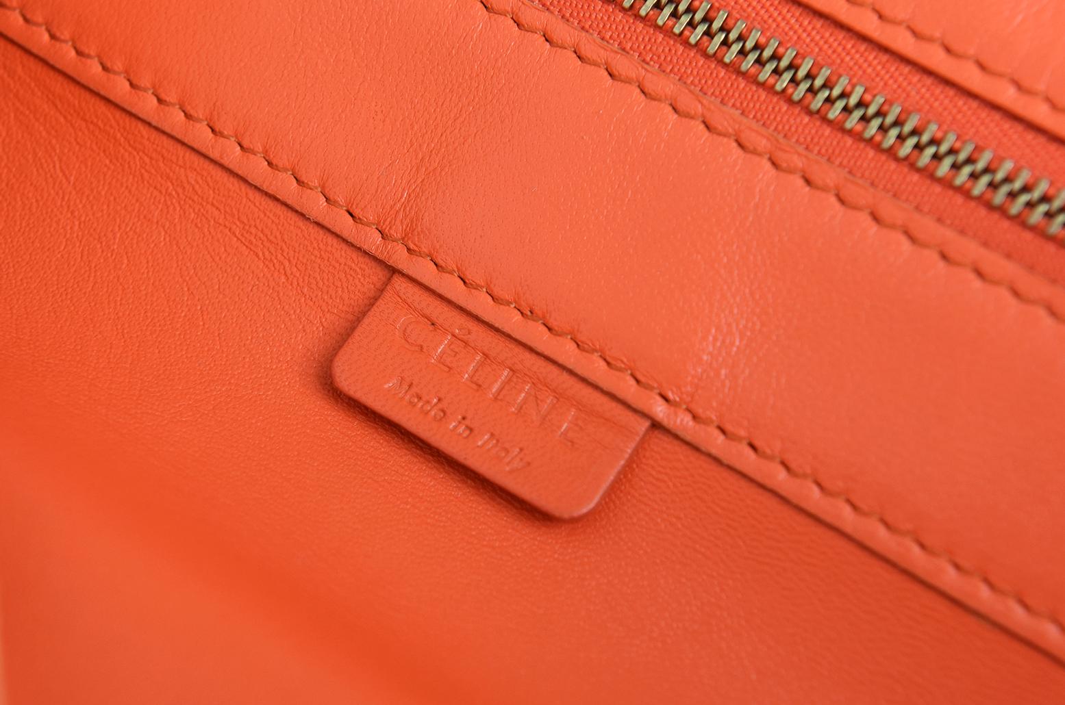 Celine Orange Leather Cabas Tote Bag 4