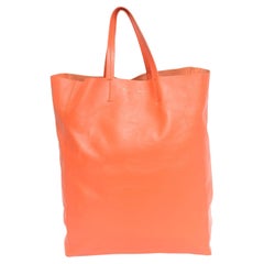 Celine Orange Leather Cabas Tote Bag