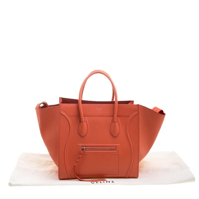 Celine Orange Leather Medium Phantom Luggage Tote 7