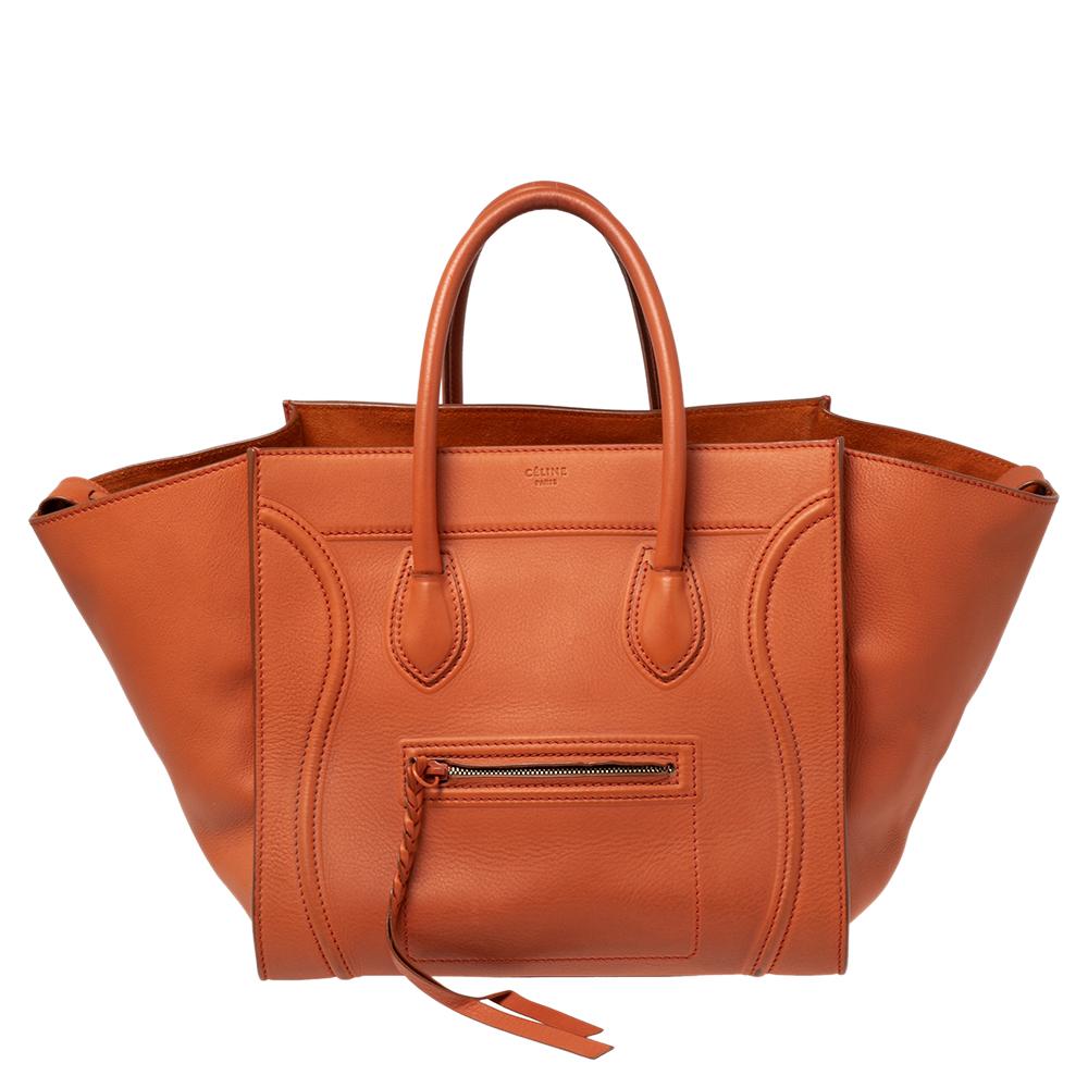 Celine Orange Leather Medium Phantom Luggage Tote 6