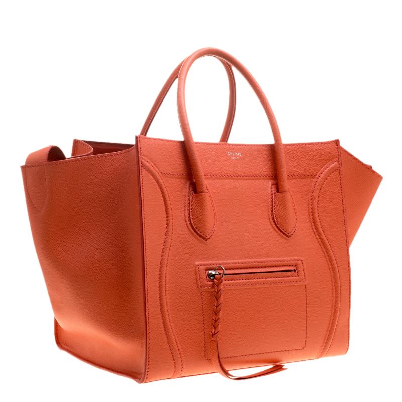 Red Celine Orange Leather Medium Phantom Luggage Tote