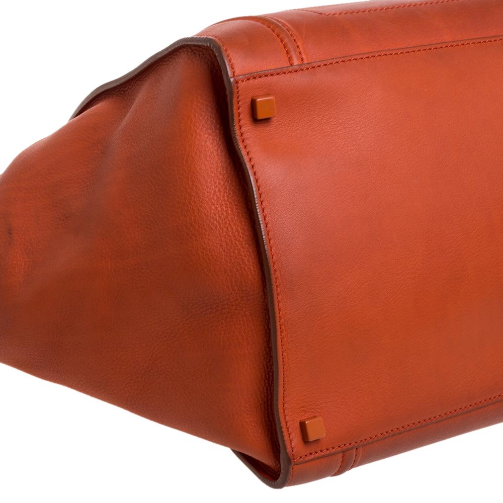 Celine Orange Leather Medium Phantom Luggage Tote 3