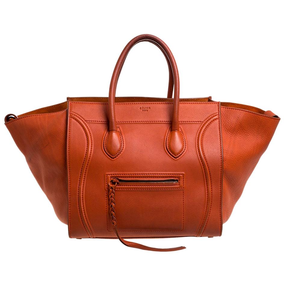 Celine Orange Leather Medium Phantom Luggage Tote