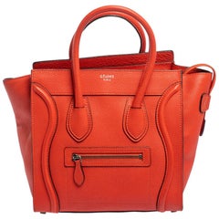 Celine Orange Leather Micro Luggage Tote