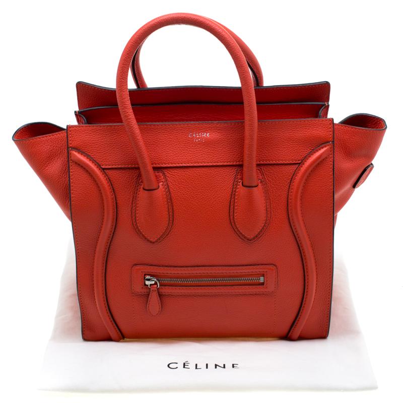 Celine Orange Leather Mini Luggage Tote 6