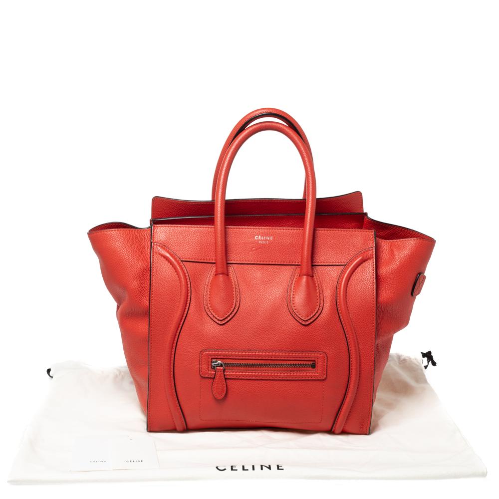 Celine Orange Leather Mini Luggage Tote 6