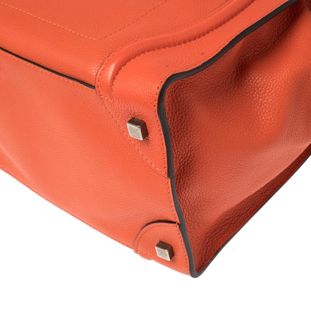 Celine Orange Leather Mini Luggage Tote 6