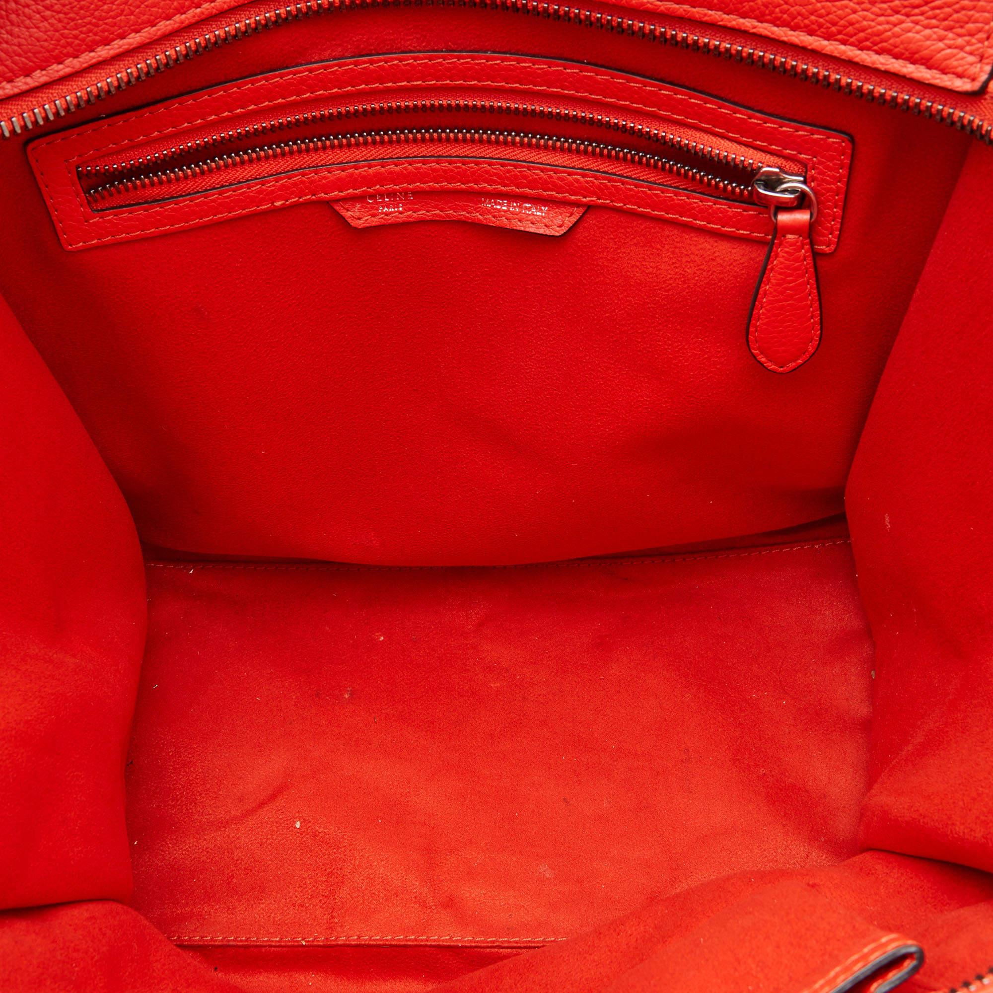 Celine Orange Leather Mini Luggage Tote 7
