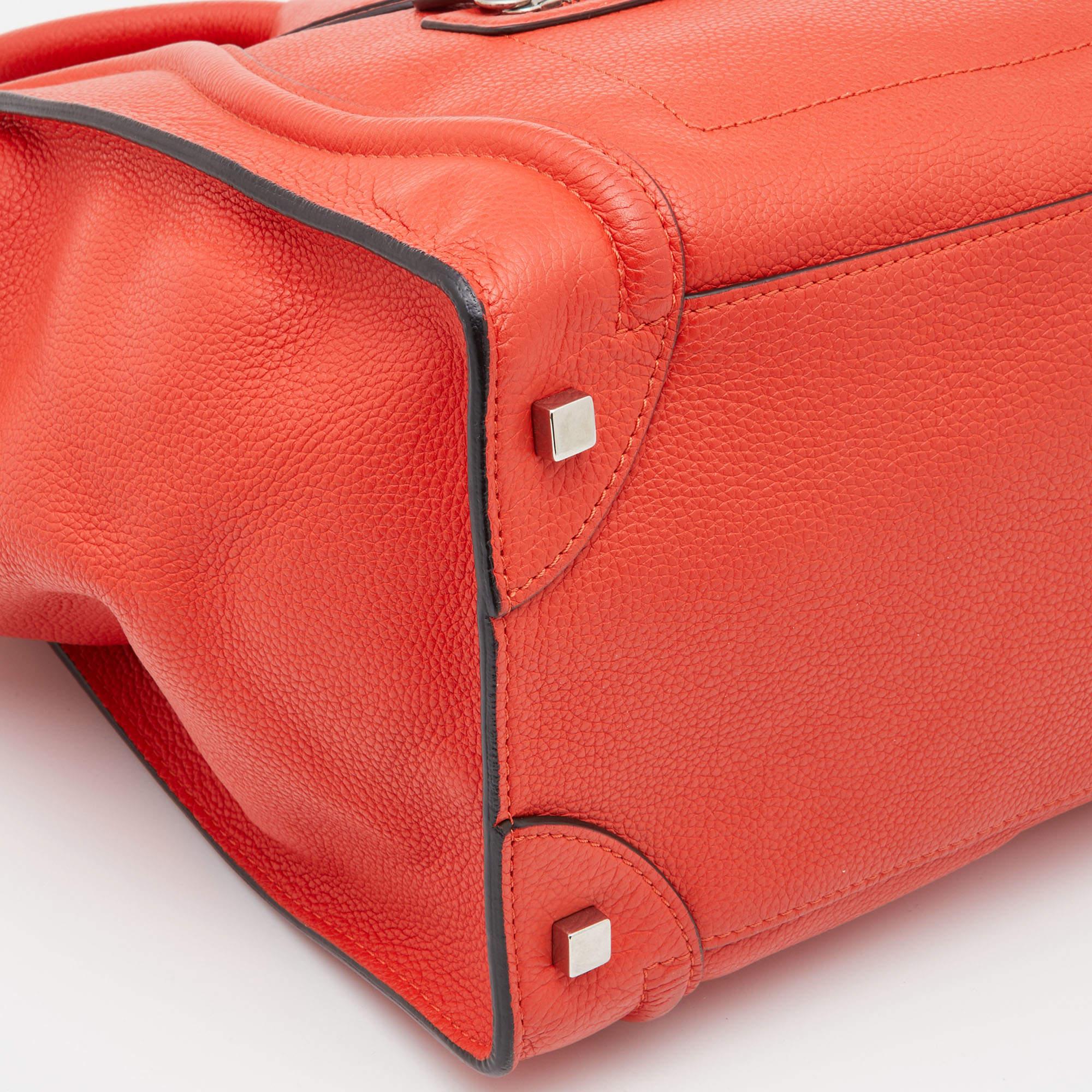 Celine Orange Leather Mini Luggage Tote 11
