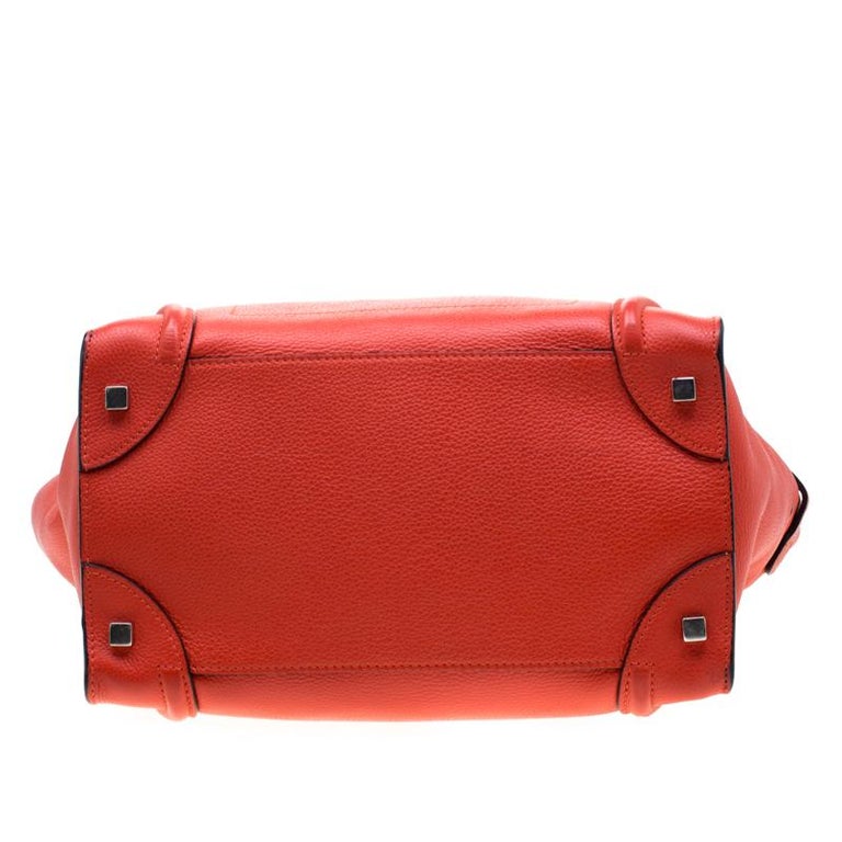 Celine Orange Leather Mini Luggage Tote For Sale at 1stdibs