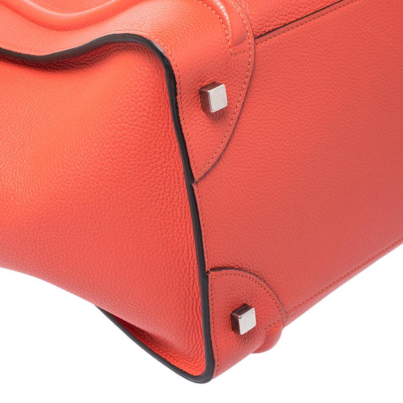 Celine Orange Leather Mini Luggage Tote 1