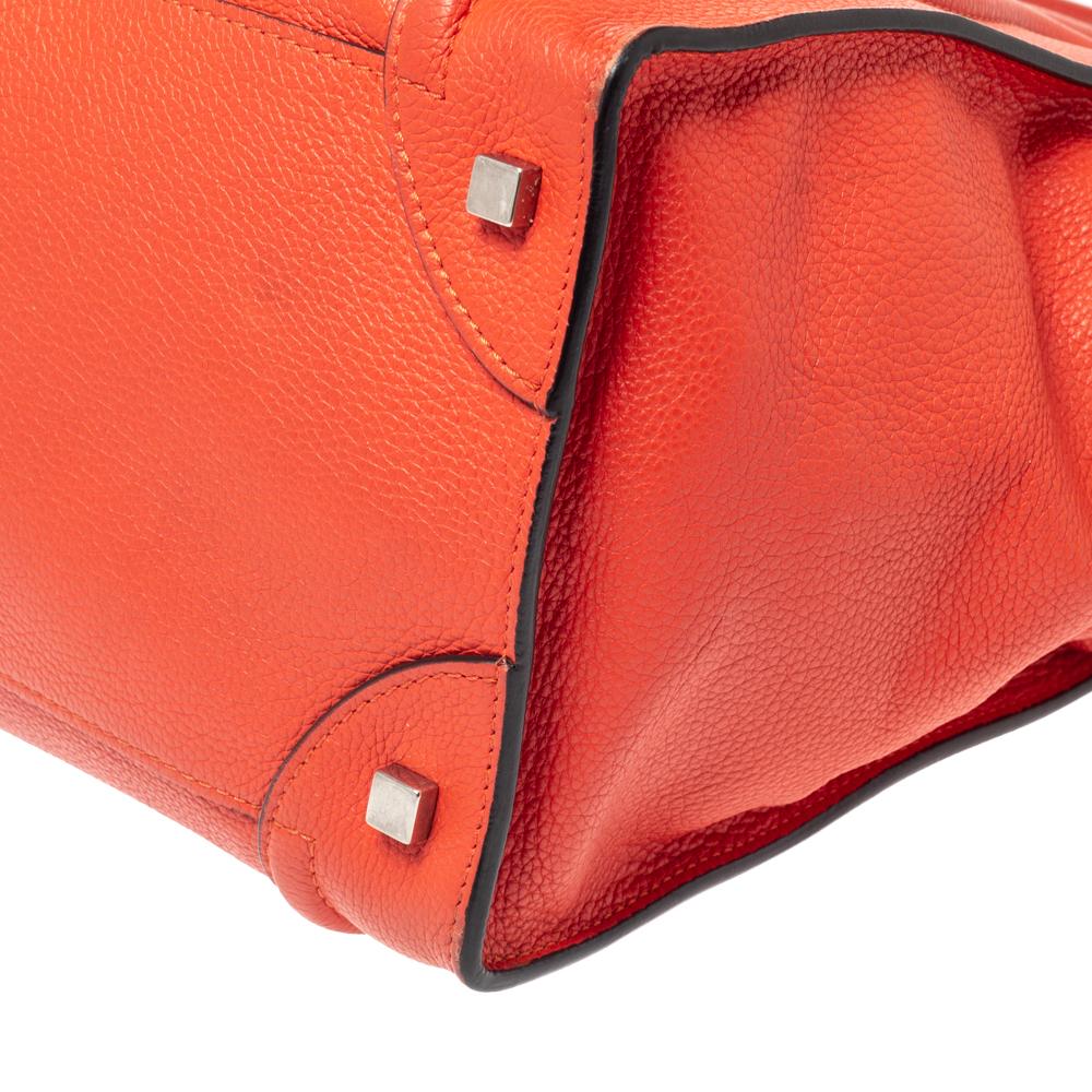 Celine Orange Leather Mini Luggage Tote 1