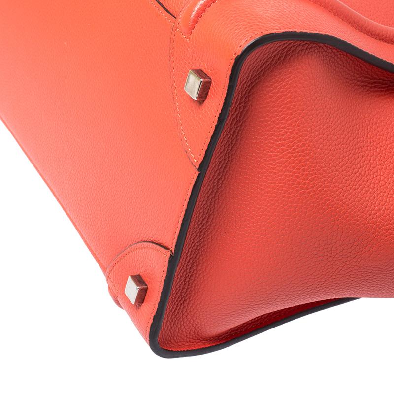 Celine Orange Leather Mini Luggage Tote 2