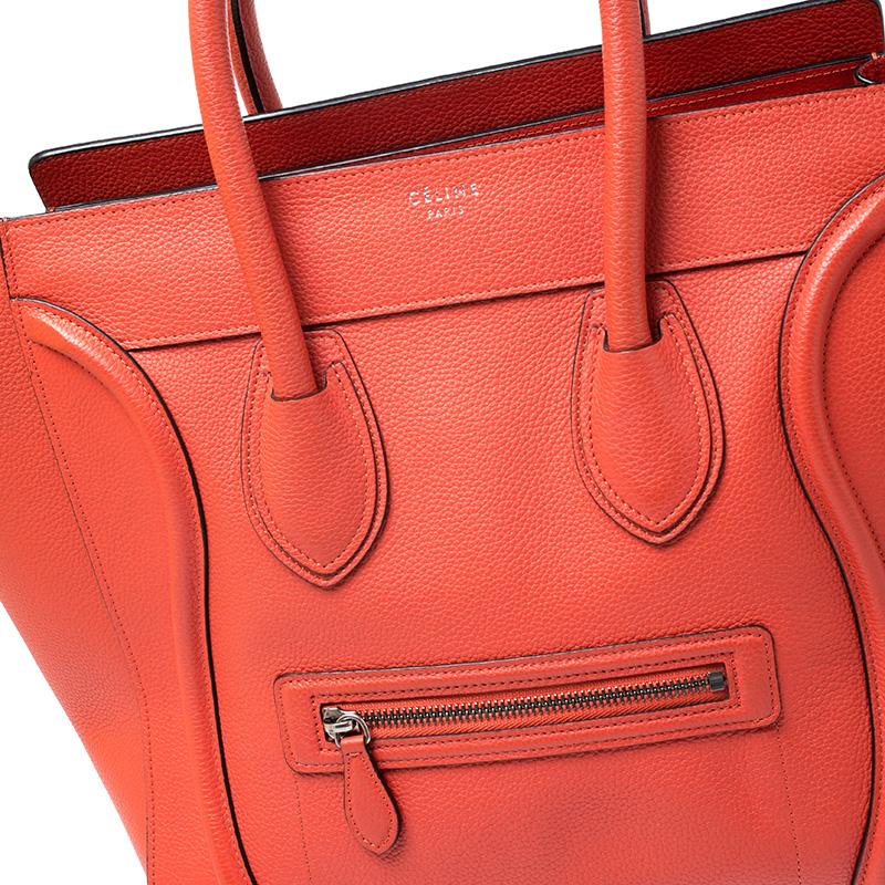 Celine Orange Leather Mini Luggage Tote 3