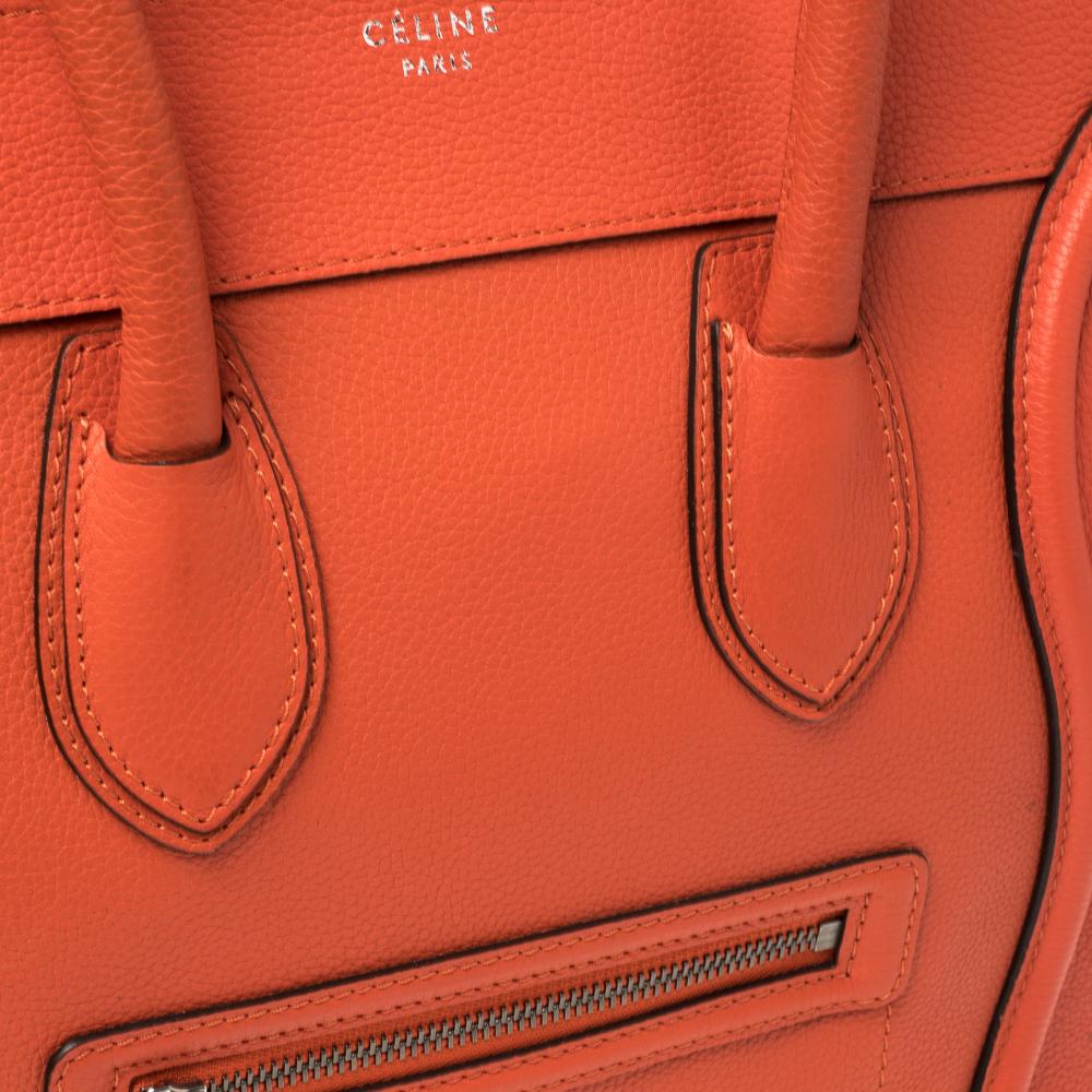 Celine Orange Leather Mini Luggage Tote 3