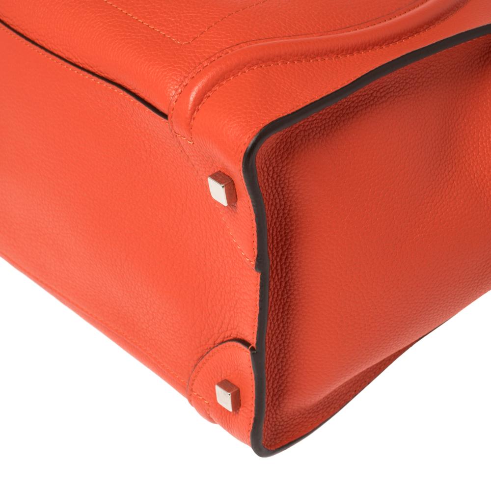 Celine Orange Leather Mini Luggage Tote 3