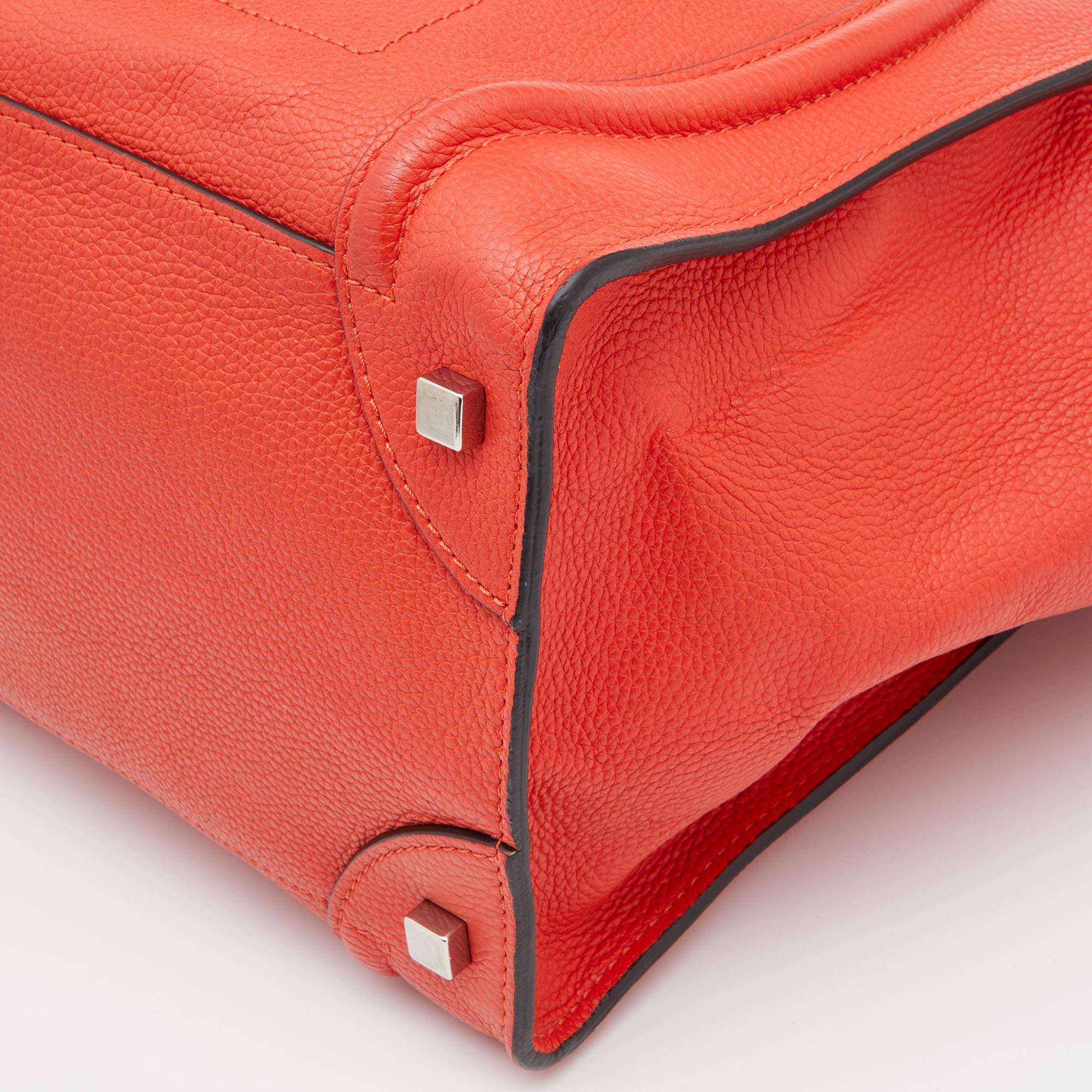 Celine Orange Leather Mini Luggage Tote 5