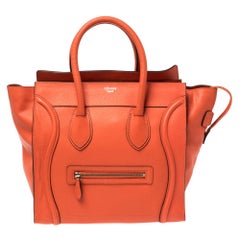 Celine Orange Leather Mini Luggage Tote