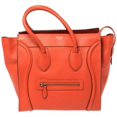 Celine Orange Leather Mini Luggage Tote