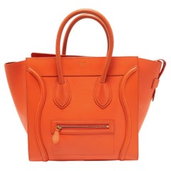 Celine Orange Leather Mini Luggage Tote