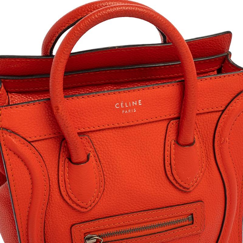 Celine Orange Leather Nano Luggage Tote 7