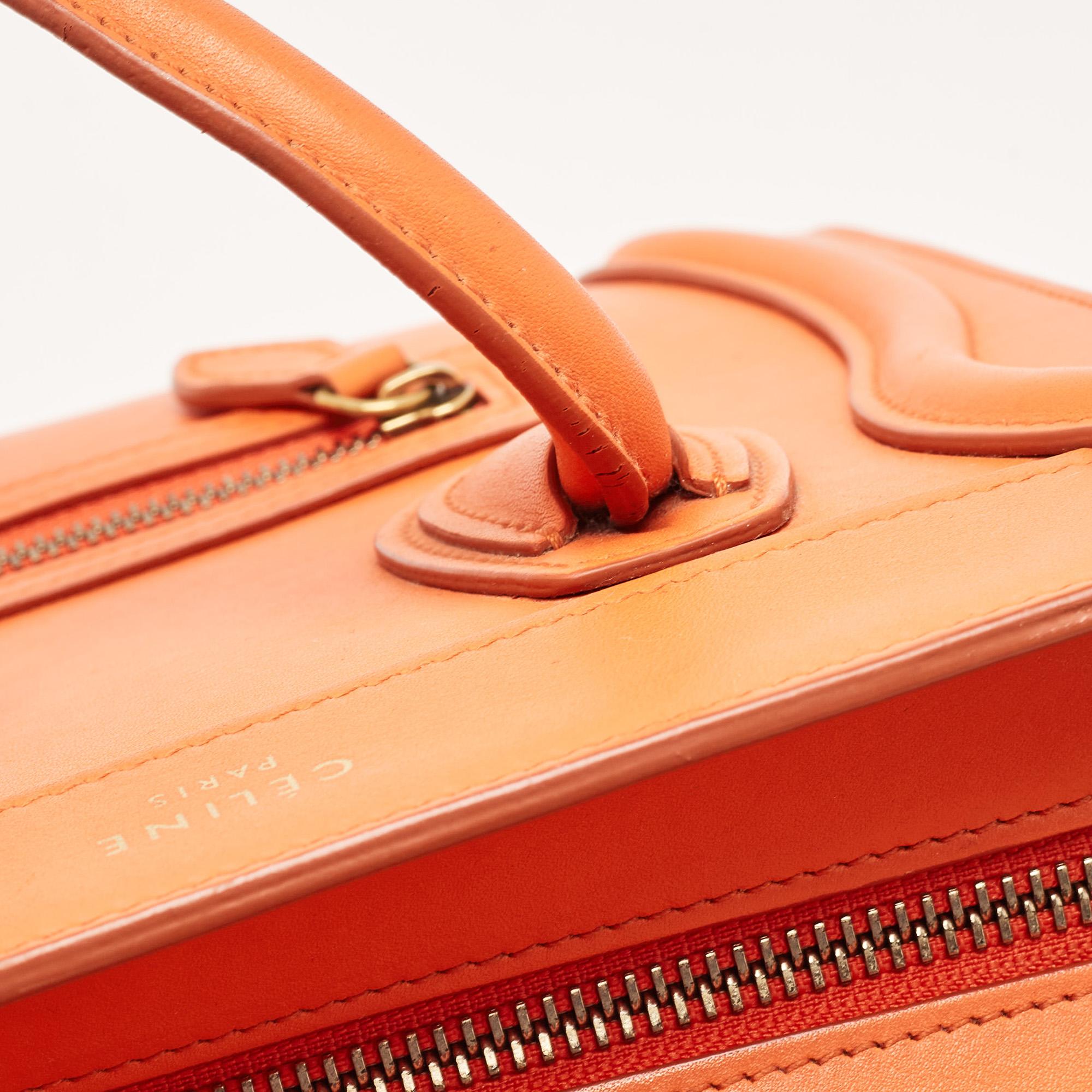 Céline Orange Leather Nano Luggage Tote 10