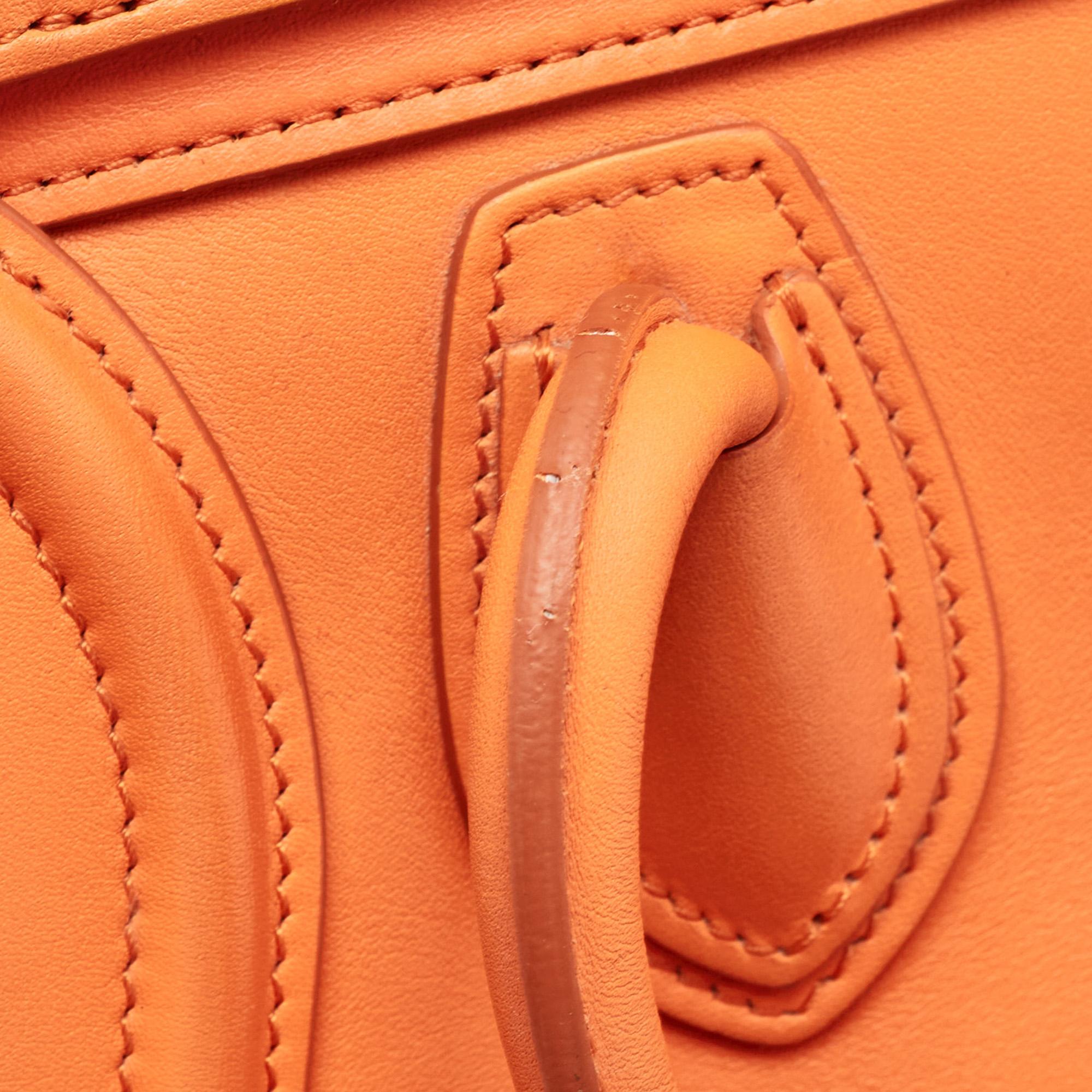 Céline Orange Leather Nano Luggage Tote 12