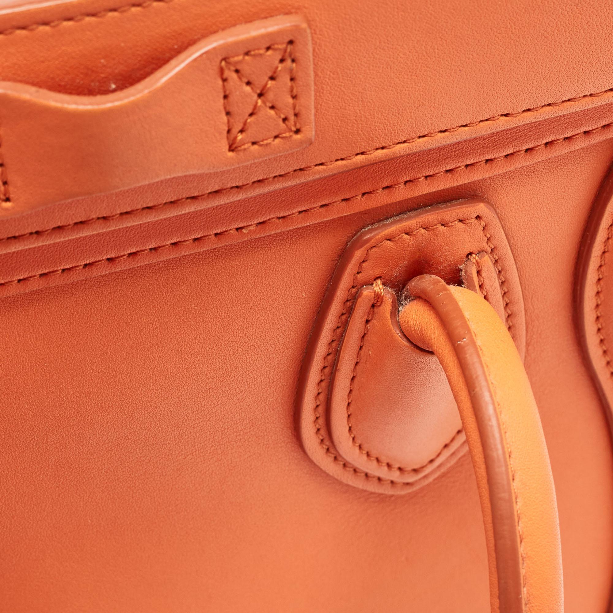 Céline Orange Leather Nano Luggage Tote 13
