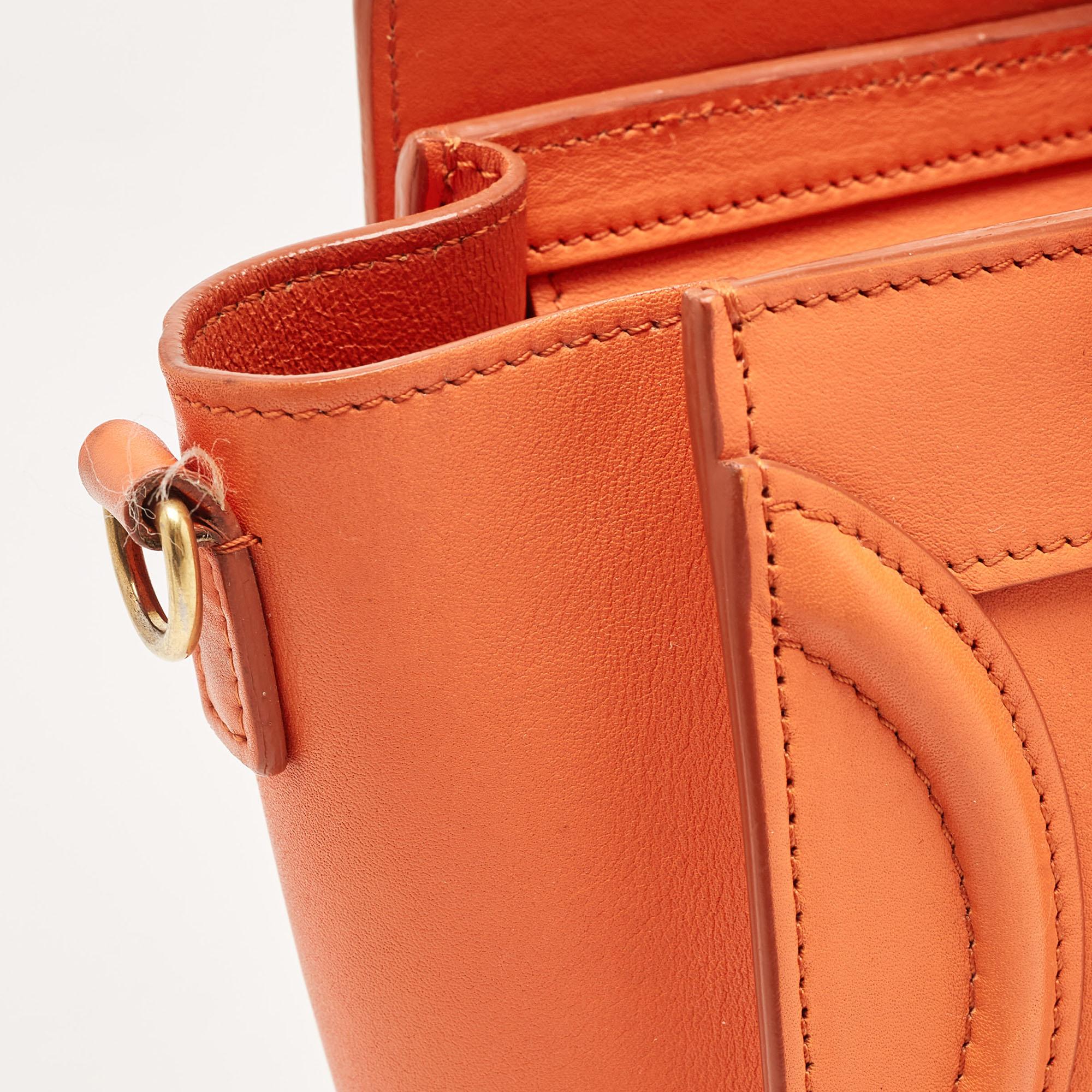 Céline Orange Leather Nano Luggage Tote 1