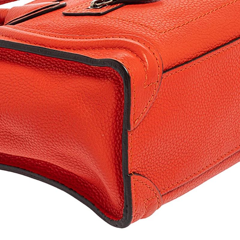 Celine Orange Leather Nano Luggage Tote 2