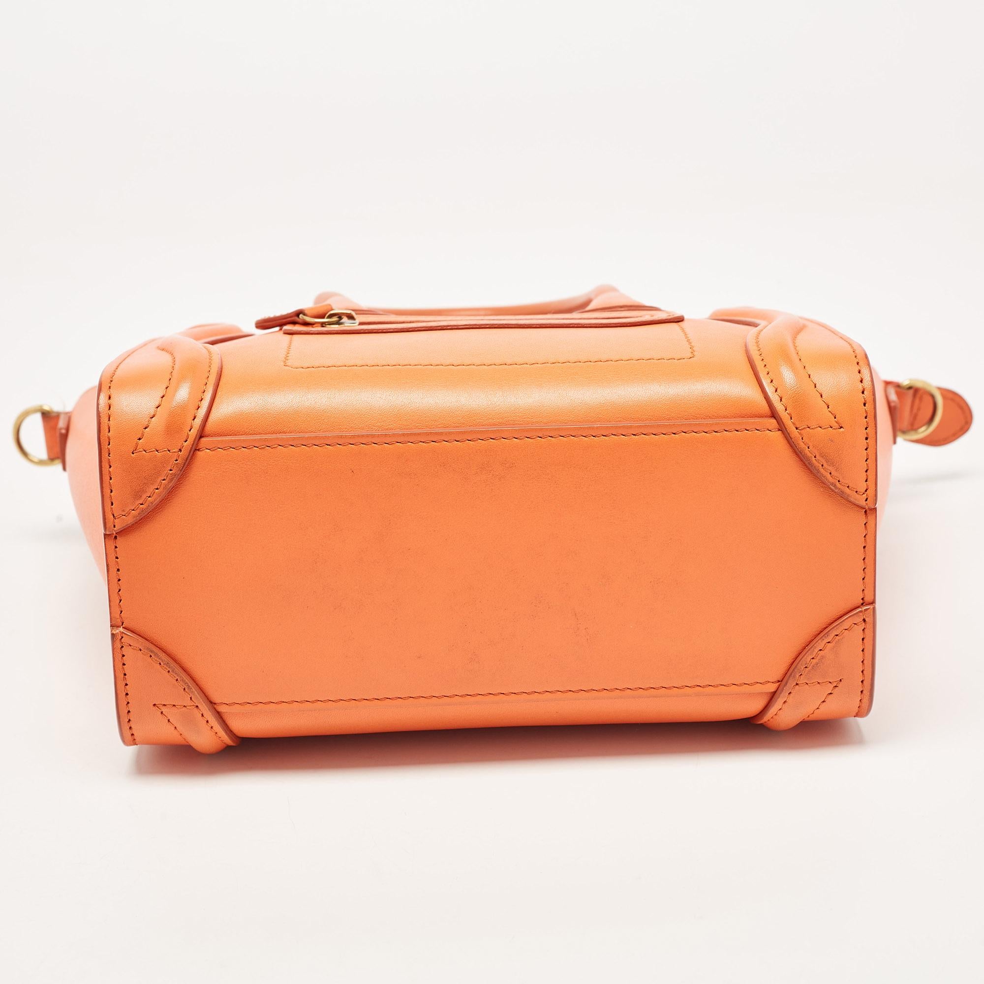 Céline Orange Leather Nano Luggage Tote 3
