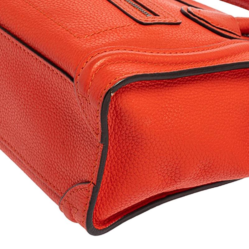 Celine Orange Leather Nano Luggage Tote 3