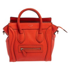 Celine Orange Leather Nano Luggage Tote