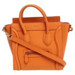 Céline Orange Leather Nano Luggage Tote