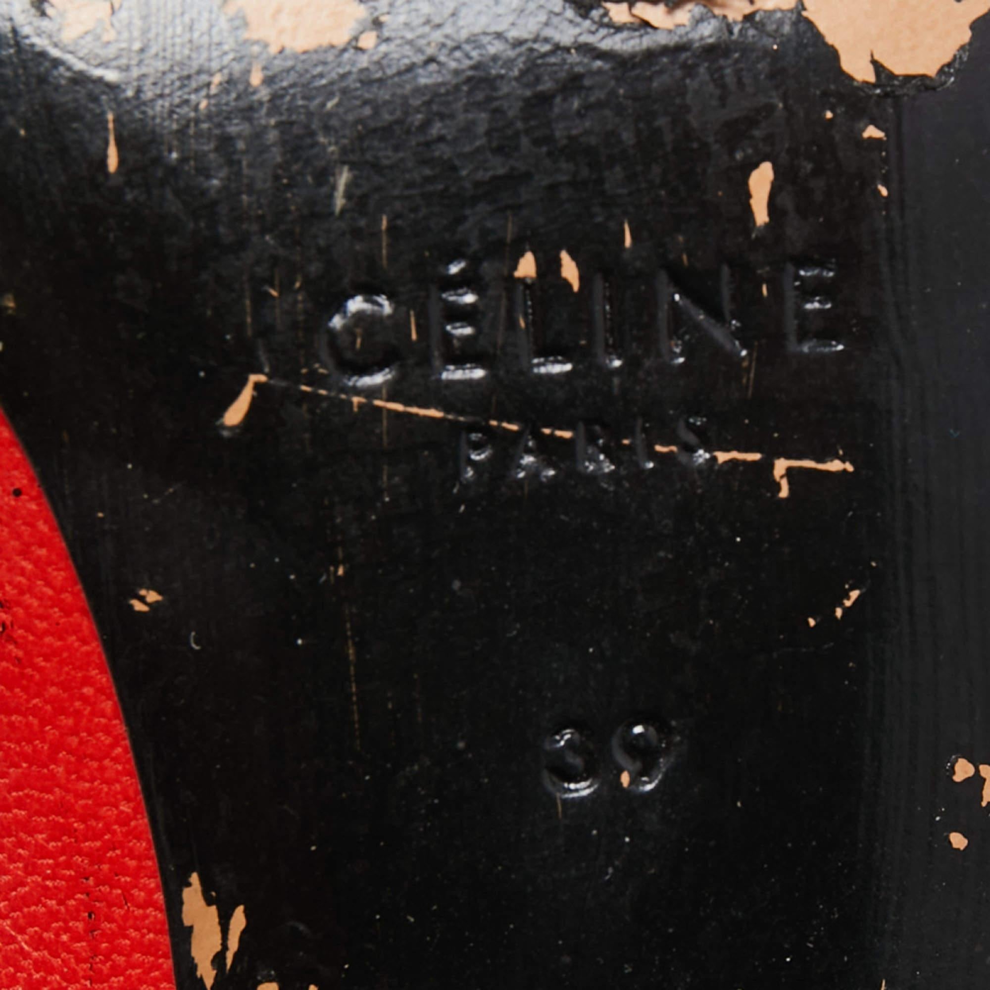 Celine Orange Leather Pointed Toe Pumps Size 39 For Sale 5
