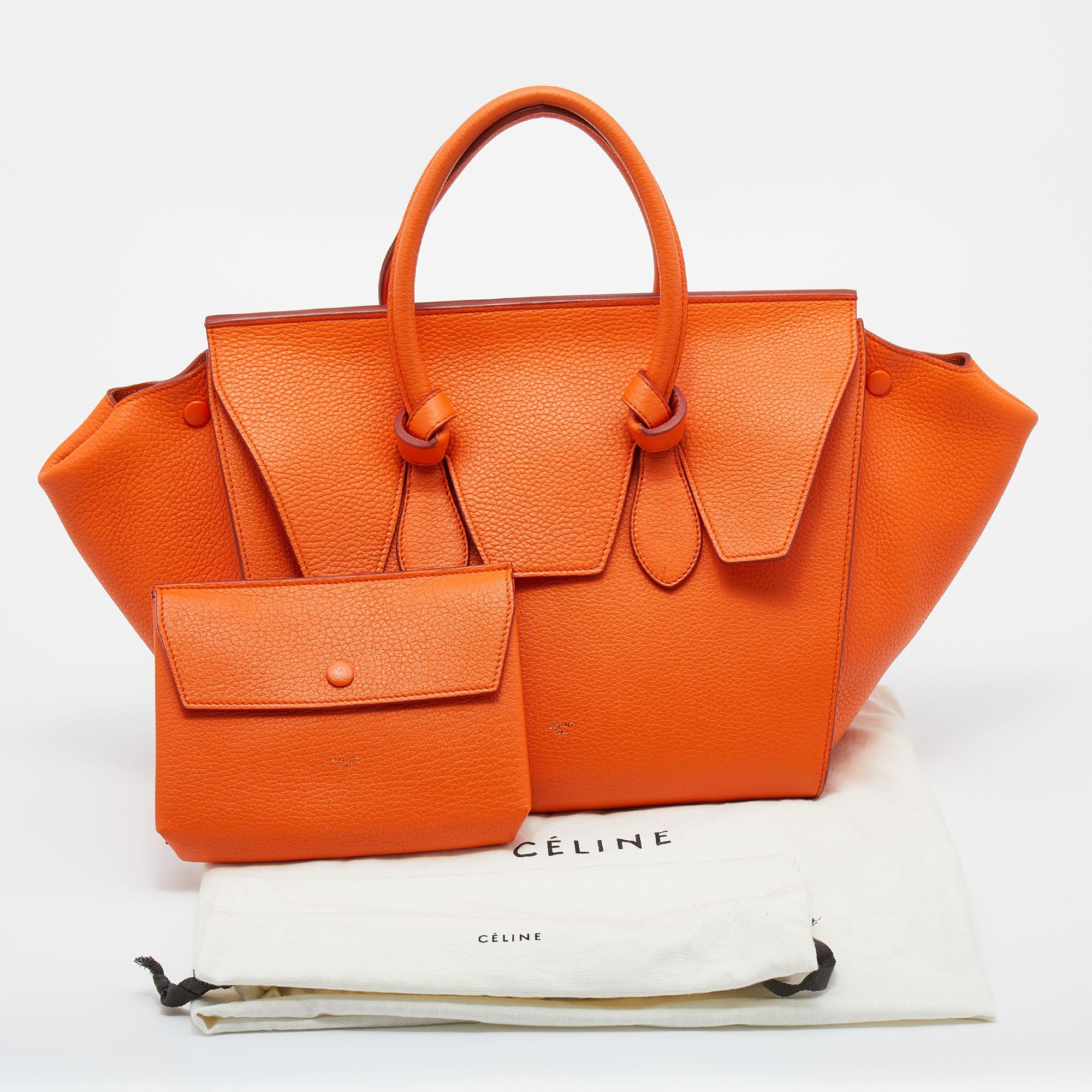 Celine Orange Leather Small Tie Tote 5