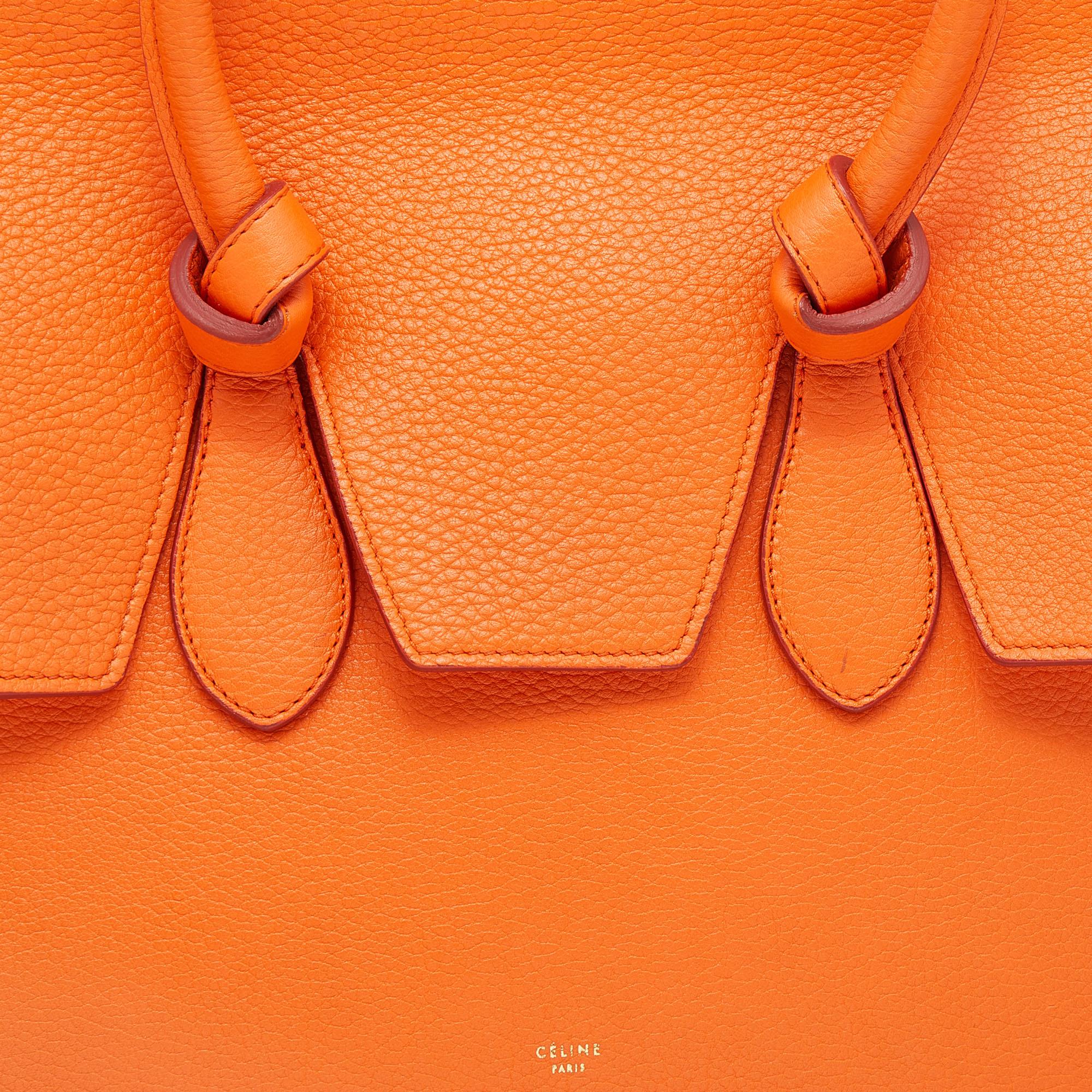 Celine Orange Leather Small Tie Tote 6