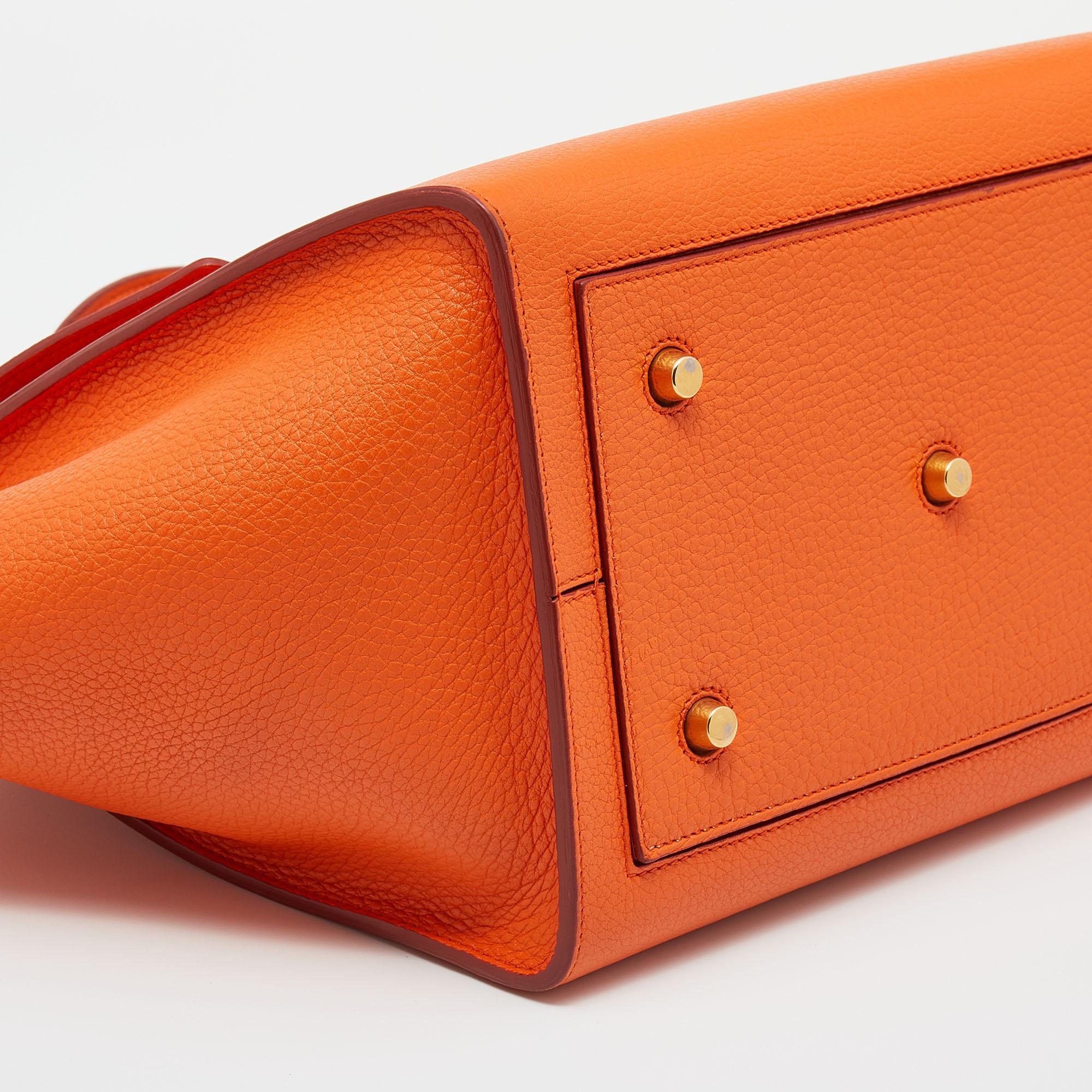 Celine Orange Leather Small Tie Tote 1