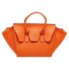 Celine Orange Leather Small Tie Tote