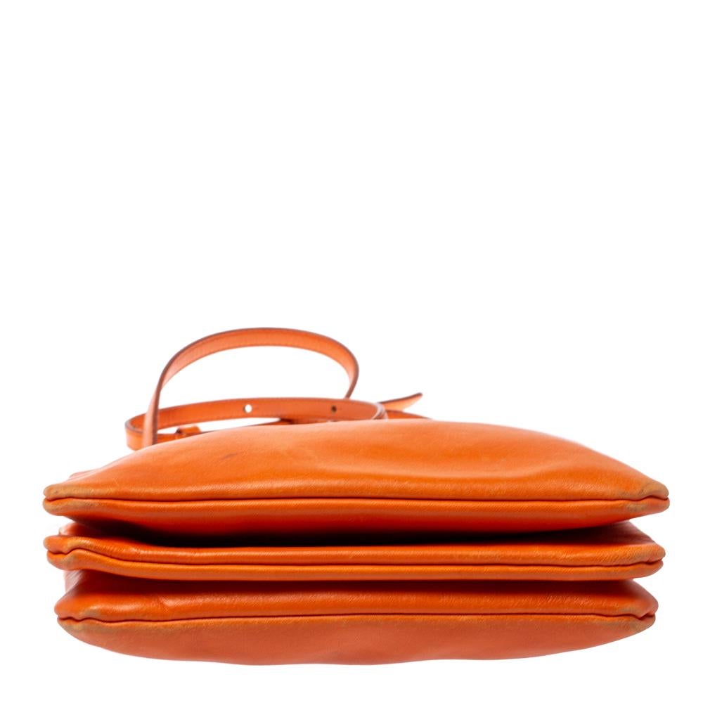 Women's Celine Orange Leather Trio Shoulder Bag